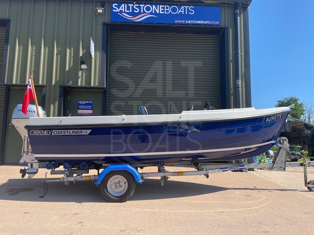 Orkney Coastliner 14 Day/Fishing Boat Honda 20 hp Outboard and Indespension Trailer - SOLD